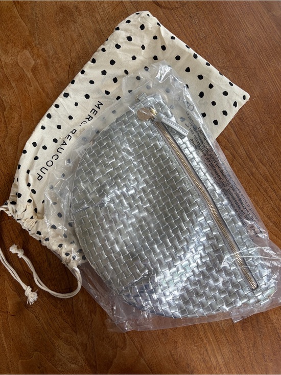 Clare V. Handbags - Clare V. Grande Fanny Woven Metallic Silver Crossbody Bag